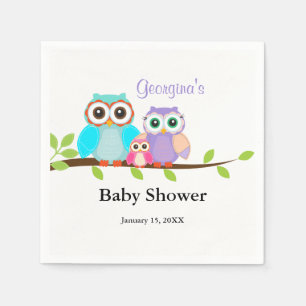 Schattige Uil Familie Meisje Baby shower Servetten