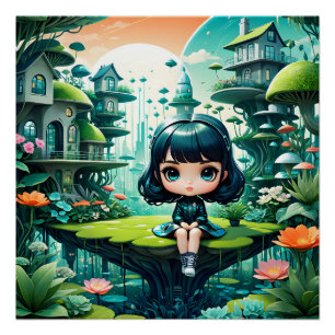 Schattige Uil in Kleurrijke Beanie Perfect Poster