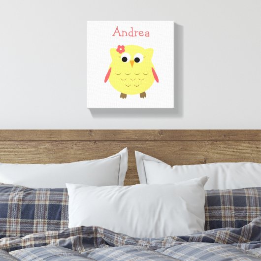 Schattige Uil meisje voor kinderkamer Canvas Afdruk (Insitu (Slaapkamer))