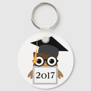 Schattige uil met klassen Afstudeerklas Sleutelhanger