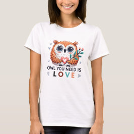 Schattige Uil T-Shirt met LIEFDE Heartwarming Beri
