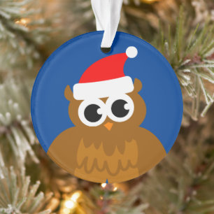 Schattige uil vogel cartoon aangepaste kerstfoto ornament