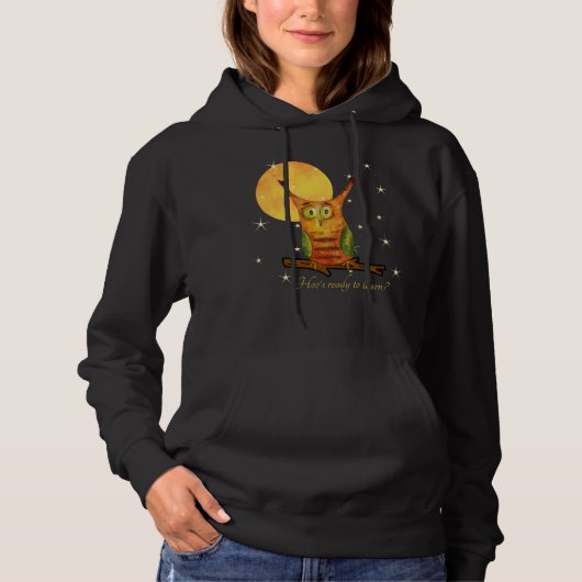 Schattige Uil Waterverf Stijl Naam School Jaar op Hoodie (Voorkant)