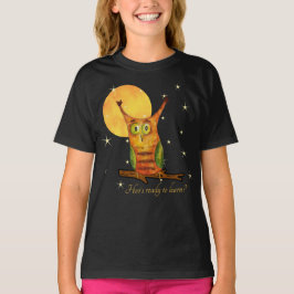 Schattige Uil Waterverf Stijl Naam School Jaar op T-shirt