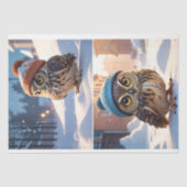 Schattige uilen in wintersneeuw - Decoupage - Tissuepapier (Voorkant)