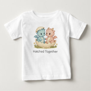 Schattige Uitgekomen Samen Twin Baby Dragons T-shi