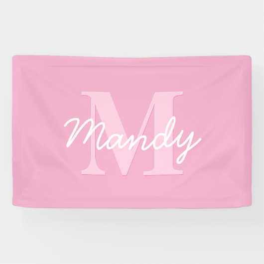 Schattige uitziende cursieve naam & monogram | Roz Spandoek (Horizontaal)