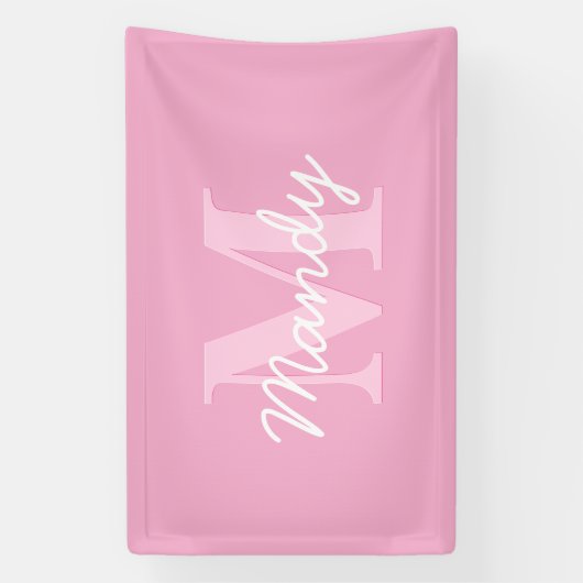 Schattige uitziende cursieve naam & monogram | Roz Spandoek (Verticaal)