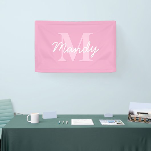 Schattige uitziende cursieve naam & monogram | Roz Spandoek (Beurs)