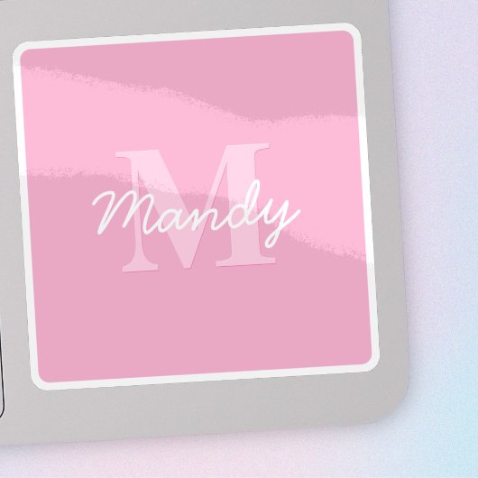 Schattige uitziende cursieve naam & monogram | Roz Sticker