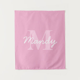 Schattige uitziende cursieve naam & monogram Roz Wandkleed