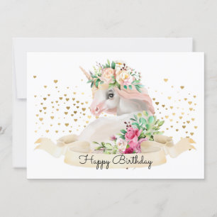 Schattige Unicorn Illustratie Kinder Happy Birthda Kaart