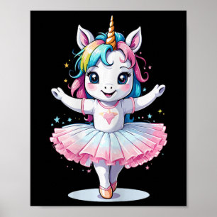 Schattige uniek en modern eenhoornballet en baller poster
