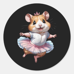 Schattige uniek en modern hamsterballet en balleri ronde sticker