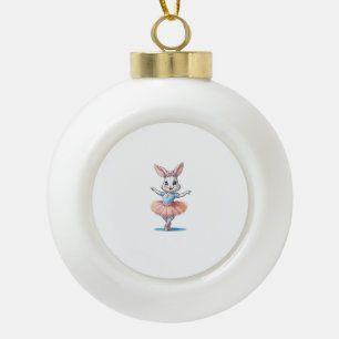 Schattige Uniek & Modern Bunny Rabbit Ballet & Bal Keramische Bal Ornament