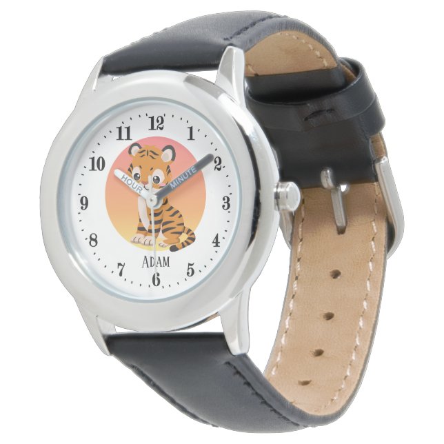schattige unisex kinder tijgerliefhebbers oerwoud  horloge (Gekanteld)