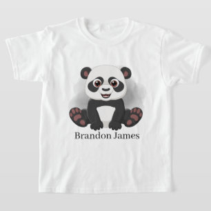 schattige unisex kinderen voeg naam panda beer toe t-shirt