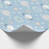Schattige Universum Planet Baby shower Pattern Cadeaupapier (Hoek)