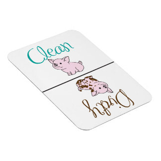 Schattige Vaatwasser Magnet Clean/Dirty Piggies Magneet