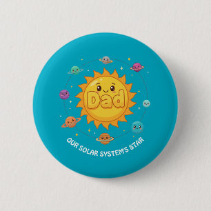 Schattige Vader Zonnestelsel Ster Ruimte Cartoon Ronde Button 5,7 Cm