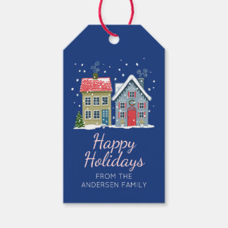 Schattige vakantiehuisjes feestelijk cadeaulabel