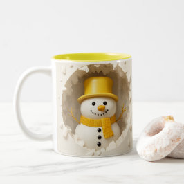 Schattige vakantiesneeuwman-kunst, Festieve winter Tweekleurige Koffiemok