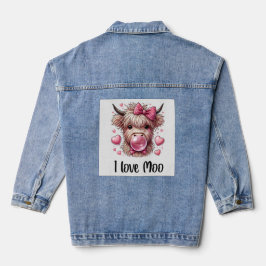 Schattige Valentijn Highland Koe Denim Jacket