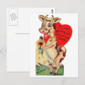 Schattige Valentijn Koe Briefkaart (Voorkant / Achterkant)