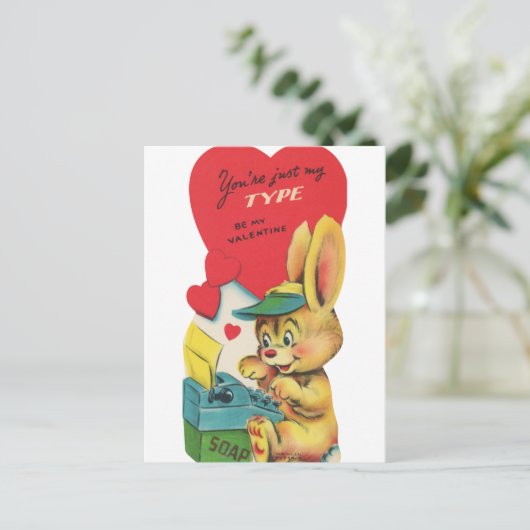 Schattige Valentijn konijntje Feestdagenkaart (Staand voorkant)