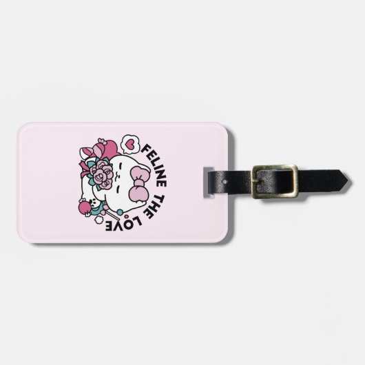 Schattige Valentijns Cat Design – Feline the Love Bagagelabel (Voorkant horizontaal)
