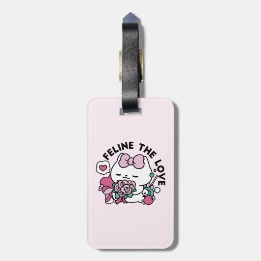 Schattige Valentijns Cat Design – Feline the Love Bagagelabel (Achterkant verticaal)
