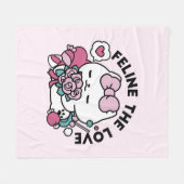 Schattige Valentijns Cat Design – Feline the Love Fleece Deken (Voorkant (Horizontaal))