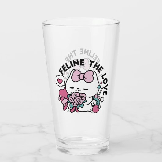 Schattige Valentijns Cat Design – Feline the Love Glas (Achterkant)