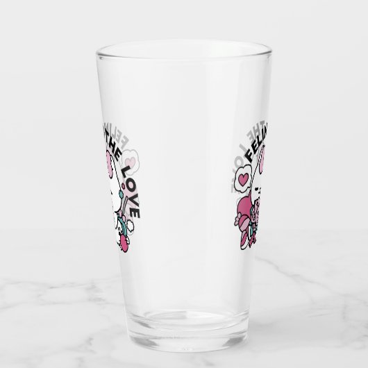 Schattige Valentijns Cat Design – Feline the Love Glas (Rechts)