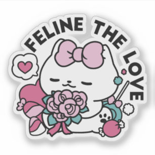 Schattige Valentijns Cat Design – Feline the Love Sticker