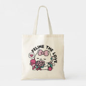 Schattige Valentijns Cat Design – Feline the Love Tote Bag (Achterkant)