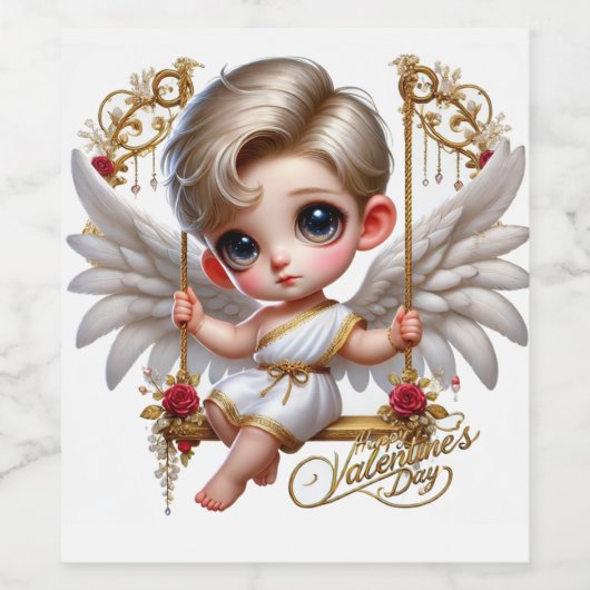 Schattige Valentijns Cupid Wijnflesetiket Wijn Etiket (Enkel label)