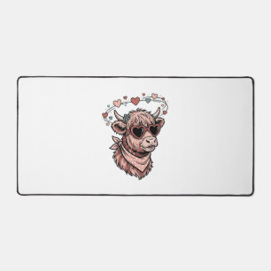 Schattige Valentijns Koe Vintage Gravure Hart Bril Bureaumat