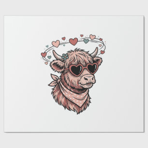 Schattige Valentijns Koe Vintage Gravure Hart Bril Cadeaupapier