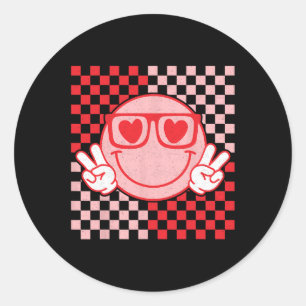 Schattige Valentijns Vibes Lachend Gezicht Valenti Ronde Sticker