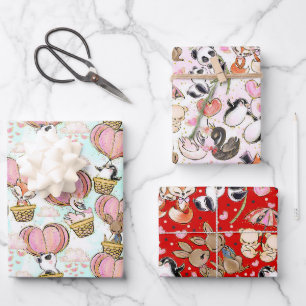 Schattige Valentijnsdag Dieren Inpakpapier Vel