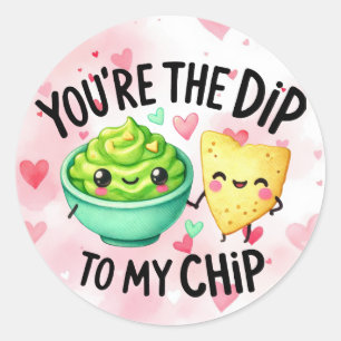 Schattige Valentijnsdag Dip To My Chip Grappig Ronde Sticker