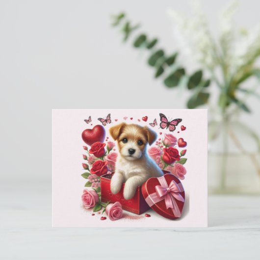 Schattige Valentijnsdag Puppies Kinderen Feestdagenkaart (Staand voorkant)