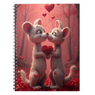 Schattige Valentijnsdag Romantische Muizen Verlief Notitieboek
