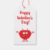 Schattige Valentijnsdag rood monster Cadeaulabel (Voorkant)