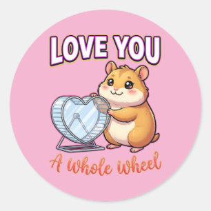 Schattige Valentijnshamster – Ik hou een heel wiel Ronde Sticker