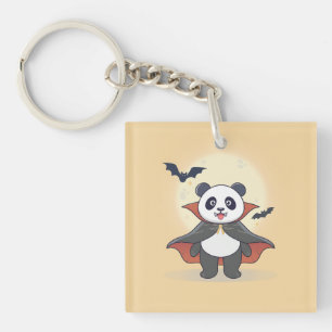 Schattige vampierpanda in cape met vleermuizen sleutelhanger
