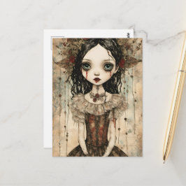Schattige Vampierpop Mixed Media Briefkaart