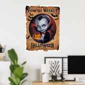 Schattige Vampire  stijl Halloween krant Poster (Thuiskantoor)