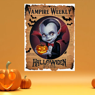 Schattige Vampire stijl Halloween krant Poster